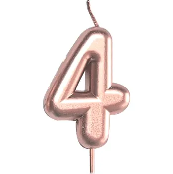 Party dekorace Svíčka dortová rose gold 5 cm číslo 4