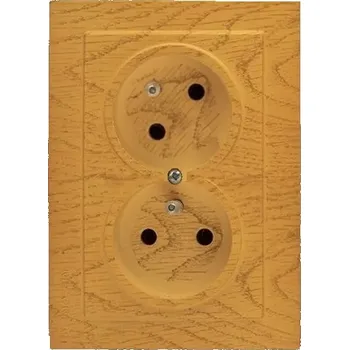 vypínač ELITE - Dvojitá zásuvka světlé dřevo - dub (ZE2K-D1)