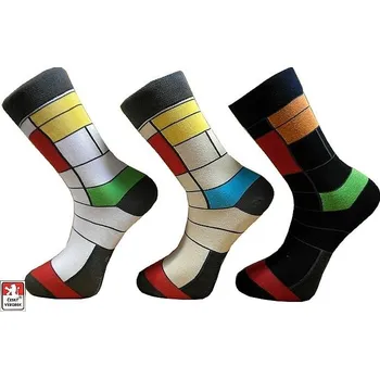 Pánské ponožky Cenová akce DESIGNOVÉ ponožky "PANELY MONDRIAN" V52 45-47 Bílá