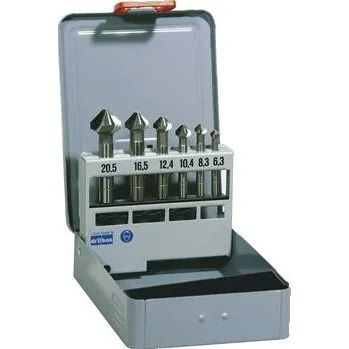 Příslušenství k vrtačce MAYKESTAG kuželový záhlubník DIN335C Z=3 90° HSS 6-dílná sada v kovové kazetě