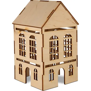 Party dekorace Dřevěná 3D dekorace domečku: 2 okýnka