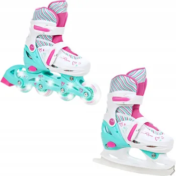 Kolečkové brusle Brusle 2v1 Raven Loret svítící všechna kola LED Velikost bruslí: EU 34-37, Typ nože: Pánský (hokejový)