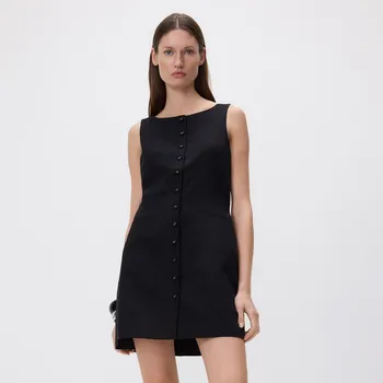 Dámské šaty Reserved - Mini šaty z lněné směsi - černý - 892GB-99X - 892GB-99X-M