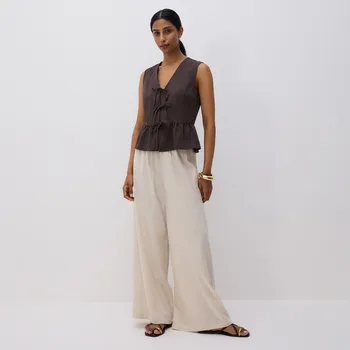 Reserved - Kalhoty se širokými nohavicemi - krémová - 877HF-01X - 877HF-01X-XL