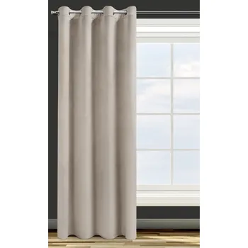 Závěs Hotový sametový závěs s kroužky – BOHO béžový, 135 × 250 cm