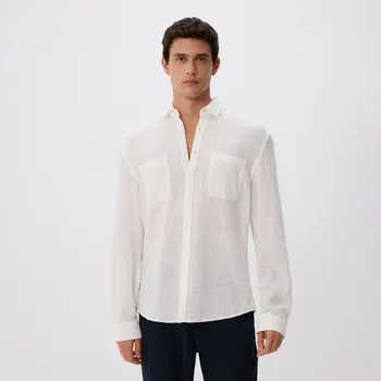 Pánská košile Reserved - Strukturální košile regular fit - krémová - 061DO-01X - 061DO-01X-M