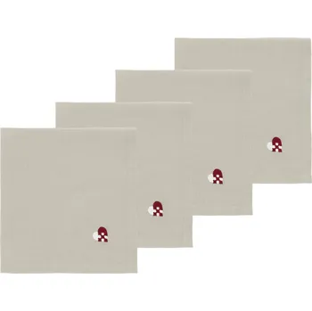 Papírový ubrousek Södahl Christmas Hearts Embroidery 40 x 40 cm 4 ks béžovo-červené