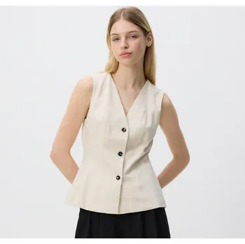 Dámský svetr Reserved - Vesta s příměsí lnu - krémová - 539GG-01X - 539GG-01X-L