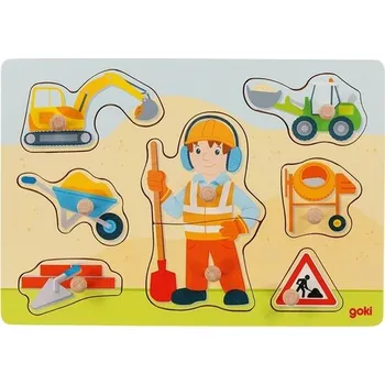 Puzzle Dřevěná vkládačka Stavební dělník