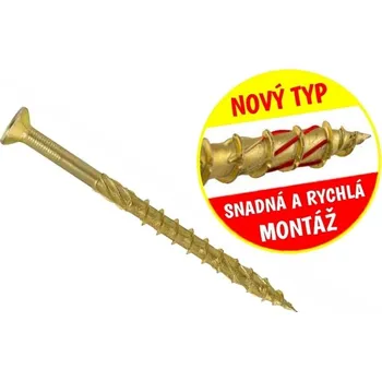 Vrut Konstrukční vrut do dřeva KLIMAS 8x100 TORX zápustná hlava TX40 žlutý Zn (50 ks v balení)