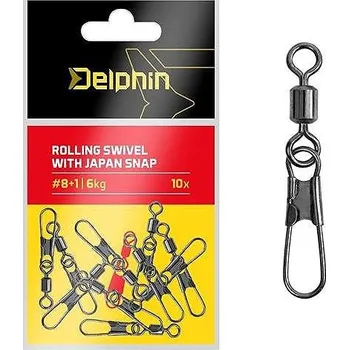 Delphin Rolling swivel with Japan snap Velikost 8+1 6 kg 2 × 10 ks