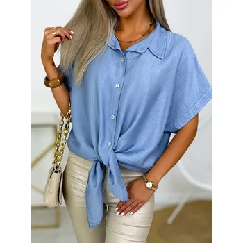 Dámská halenka Fashionweek Košilová halenka z lehké a příjemné viskózy IT-BERLY Barva: Modrá, Velikost: Universal