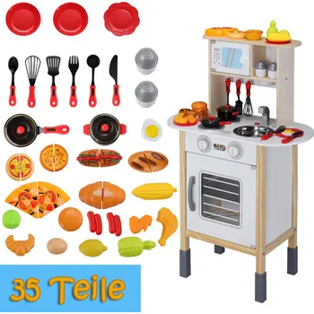 plyšák Spielwerk® Dřevěná kuchyňka Happy Kitchen s doplňky 35 ks