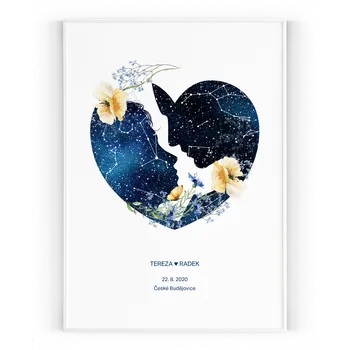 Plakát Hvězdná mapa Pololesklý saténový papír 30 x 40 cm