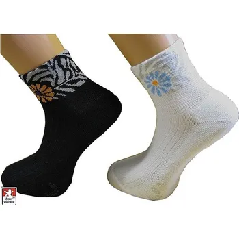 Dámské ponožky Ponožky dámské polofroté vzorovaný lem R37 39-41 Bílá