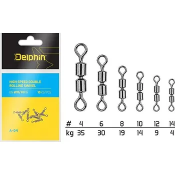 Delphin High Speed Double Rolling Swivel A-04 Velikost 4, 35 kg 2 × 10 ks