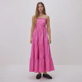 Dámské šaty Reserved - Maxi šaty s volánky - pastelově růžová - 649EH-03X - 649EH-03X-S