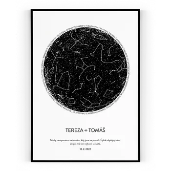 Plakát Hvězdná mapa A4 - 21 x 29,7 cm Pololesklý saténový papír