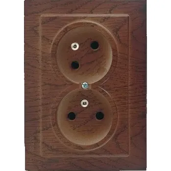vypínač ELITE - Dvojitá zásuvka tmavé dřevo - vlašský ořech (ZE2K-D3)