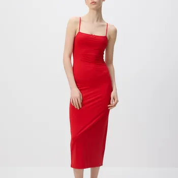 Dámské oblečení Reserved - Midi šaty s mašlí - červená - XQ228-33X - XQ228-33X-L