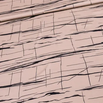 Eratex Šatovka/polyesterové hedvábí černé čáry na béžové 1,4/1 m