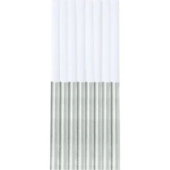 Party dekorace Svíčky dortové bílo-stříbrné 16 ks