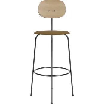 Audo Copenhagen, Barová židle s opěradlem Afteroom Plus Bouclé zádová opěrka světlý dub s čalouněným sedákem 107,5 cm hnědá - Formadore