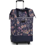 PUNTA nákupní taška na kolečkách s výsuvnou rukojetí - 40L - květinová modrá