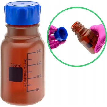 Láhev Plastová laboratorní láhev PP s uzávěrem GL45, objem 250 ml, s měřítkem