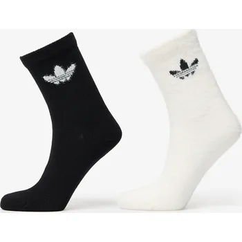 Pánské ponožky Ponožky adidas Fluffy Crew Sock 2-Pack Off White/ Black S