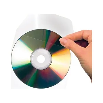 Set školních potřeb djois samolepicí kapsa na CD/DVD, 127 x 127 mm, s chlopní, transparentní, 10 ks