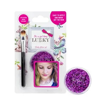 Speciální výtvarná barva Lukky třpytivý tělový gel se štětcem, nachový