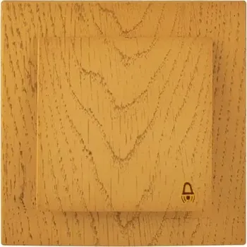 vypínač ELITE - Vypínač tlačítko 1/0 světlé dřevo - dub symbol zvonek (SE01/S-D1)