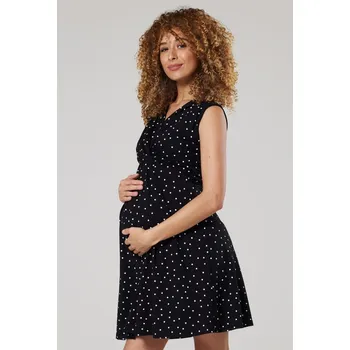 Těhotenské šaty Letní těhotenské a kojící šaty 3v1 Summer černé s drobnými puntíky Velikost: L