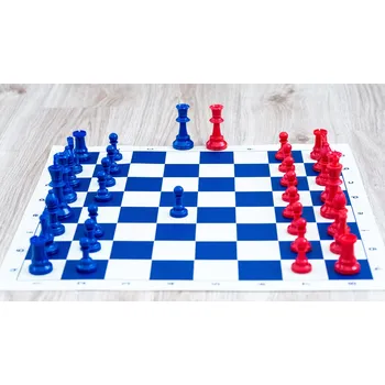 Šachy Šachová sada modro-červená, velká