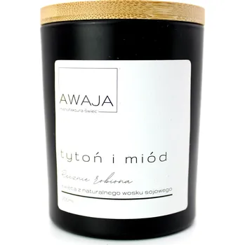 Svíčka Sójová svíčka tabák a med – černá, vonná, ručně vyráběná, dárek