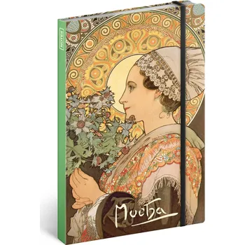 Blok Notes Alfons Mucha - Bodlák, linkovaný, 13 × 21 cm