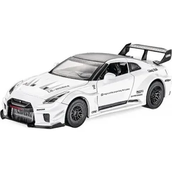 autíčko Nissan GTR-CSR2 kovový model hračka na baterie světla zvuk 1:32 Bílá