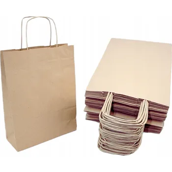 Obraz Papírové tašky Hurtopak 24x11x32 cm hnědé 25 kusů