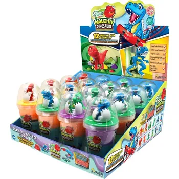 plyšák Sliz - hmota Slimy 155g s dinosaurem 14x7cm 4 barvy v kelímku 16ks v boxu