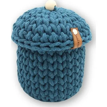 Úložný box Háčkov Kulatý háčkovaný košík - S pokličkou Barva: Černá