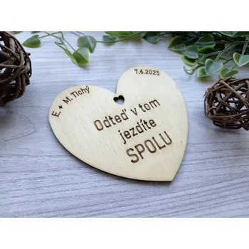 Dřevěné svatební blahopřání - Srdce - 10 x 11cm