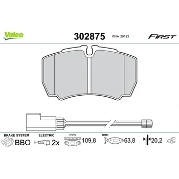 Brzdová destička Sada brzdových destiček, kotoučová brzda VALEO 302875