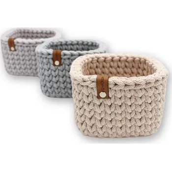 Úložný box Háčkov Set Háčkovaných košíků - Nude