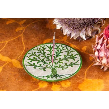 Vonná tyčinka Mani Bhadra Mani Bhadra Stojánek na vonné tyčinky Yggdrasil mastek, Ø 10 cm