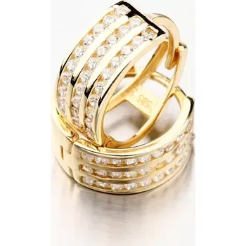 Náušnice Dámské náušnice žluté zlato 585 zirkon kruhy PKL12-026