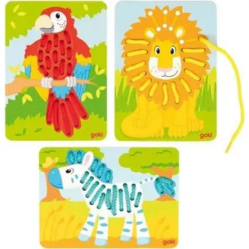 plyšák Provlékací obrázky Papoušek, lev a zebra