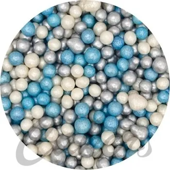 Čokoláda Cukrovo-rýžové perly směs modro-bílo-stříbrná 5mm , 50g