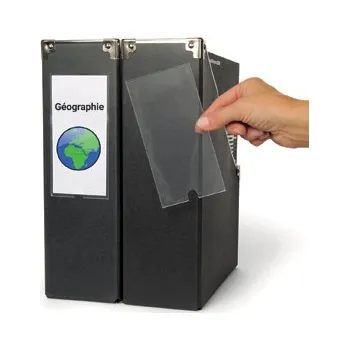 Set školních potřeb djois kapsa na hřbetní štítek pořadače, 55 x 150 mm, s papír. štítkem, transparentní, 6 ks