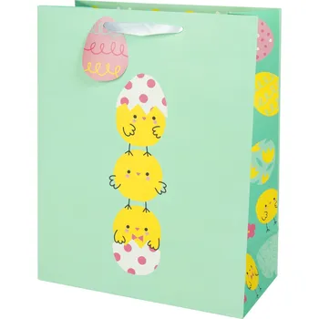 Party dekorace Dárková taška velká - Kuřátka (26 × 12,7 × 32,4 cm)